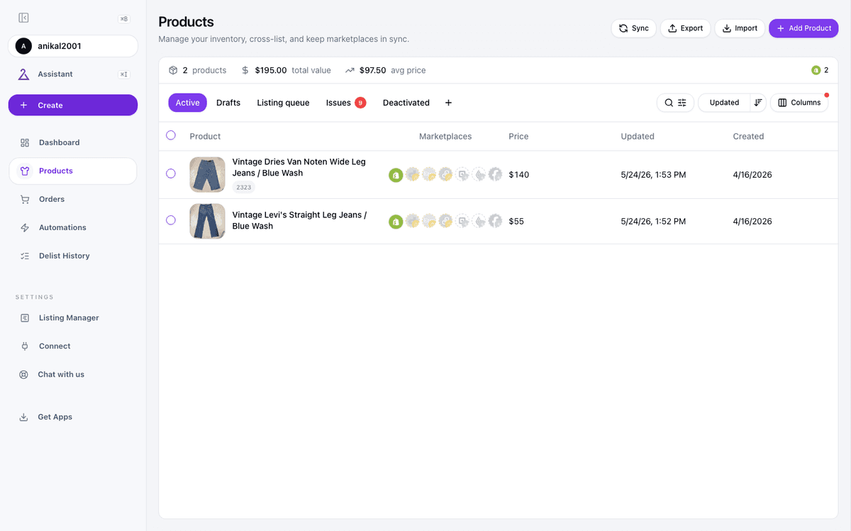 SECND's AI-powered inventory management system analyzing vintage clothing photos at Coffee and Clothing Toronto, demonstrating automated categorization and description generation.