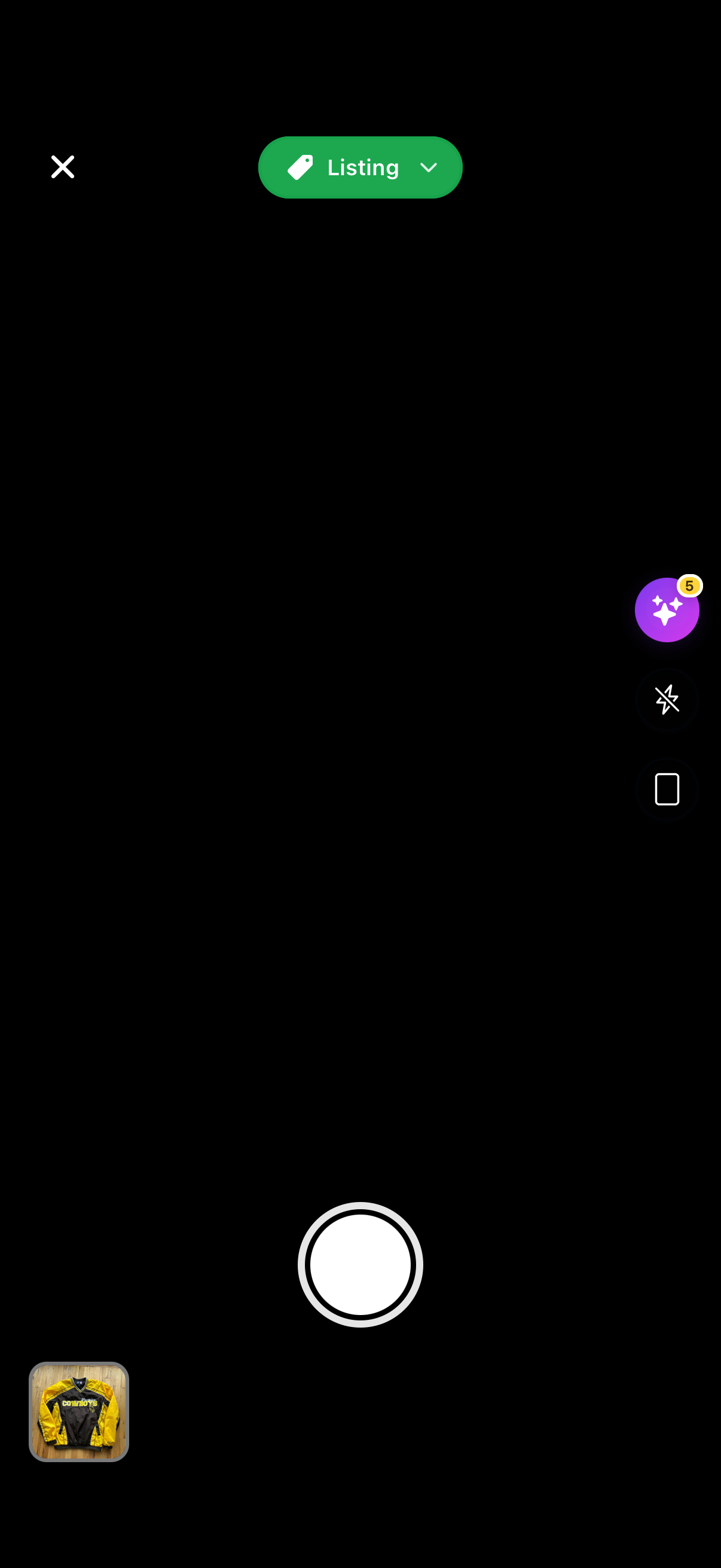 Mobile listing camera with AI Mode turned on